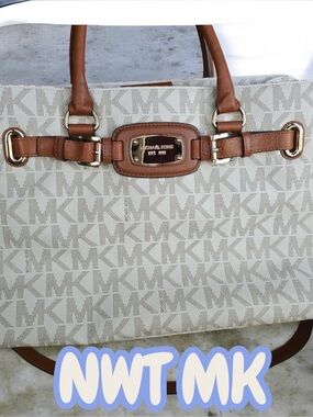 Michael Kors Cream and Brown Tote Bag